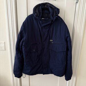 Lacoste Men’s Blue Zip Up Parka Jacket With Removable Hoodie Size L-XL 56/7